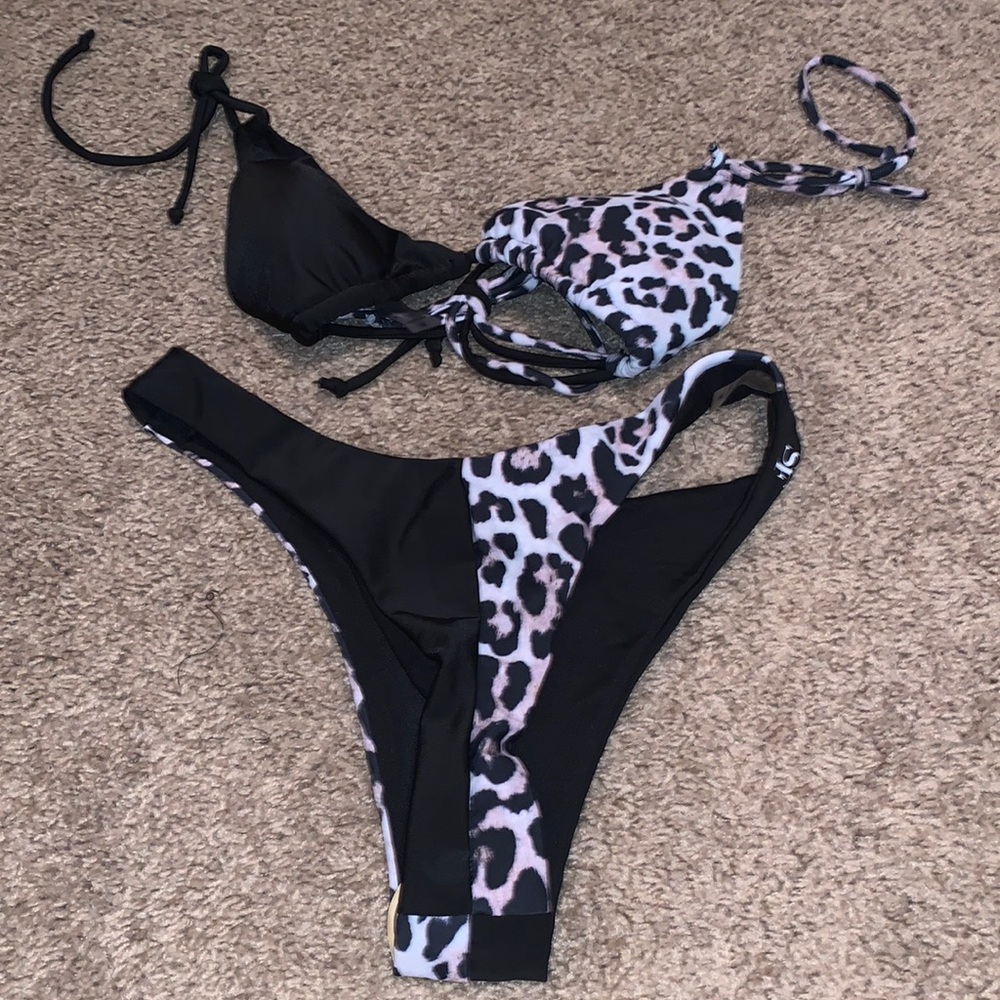 Leopard and black bikini set brand new never worn